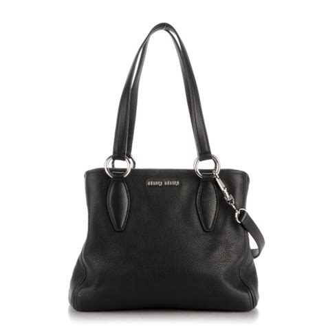 MIU MIU Vitello Phenix Tote Nero Black 